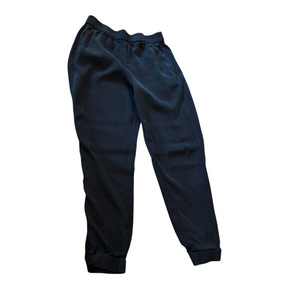 H&M Navy Blue Silk Blend Joggers Size 8 Dress Pants 27" Inseam - Picture 3 of 4